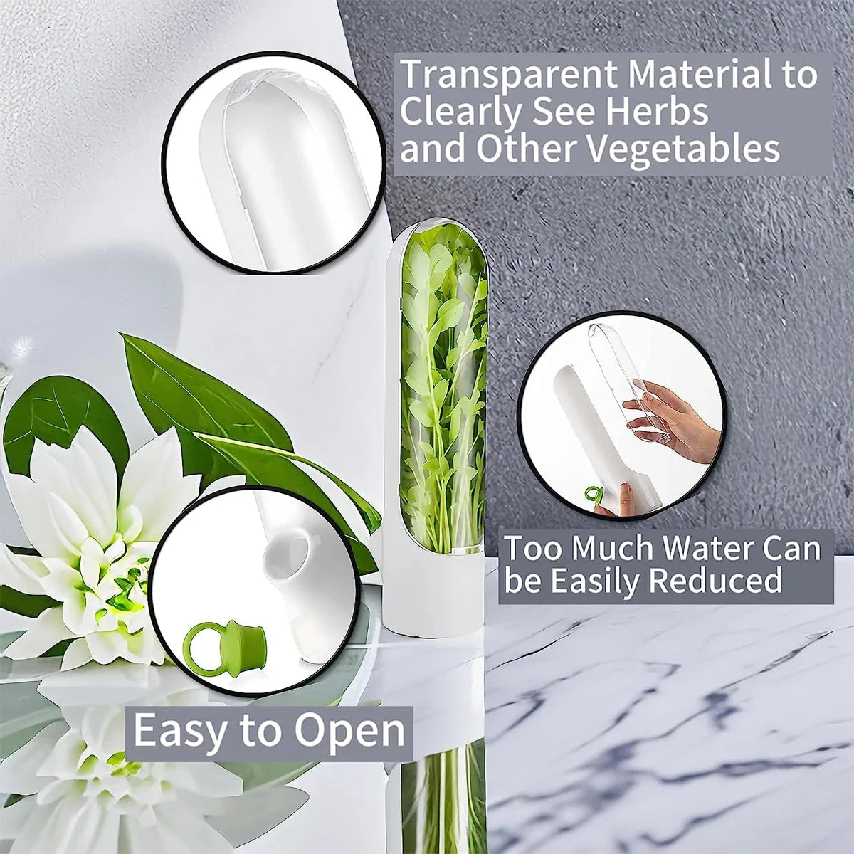 1/2/3PCS Herb Saver Storage Container