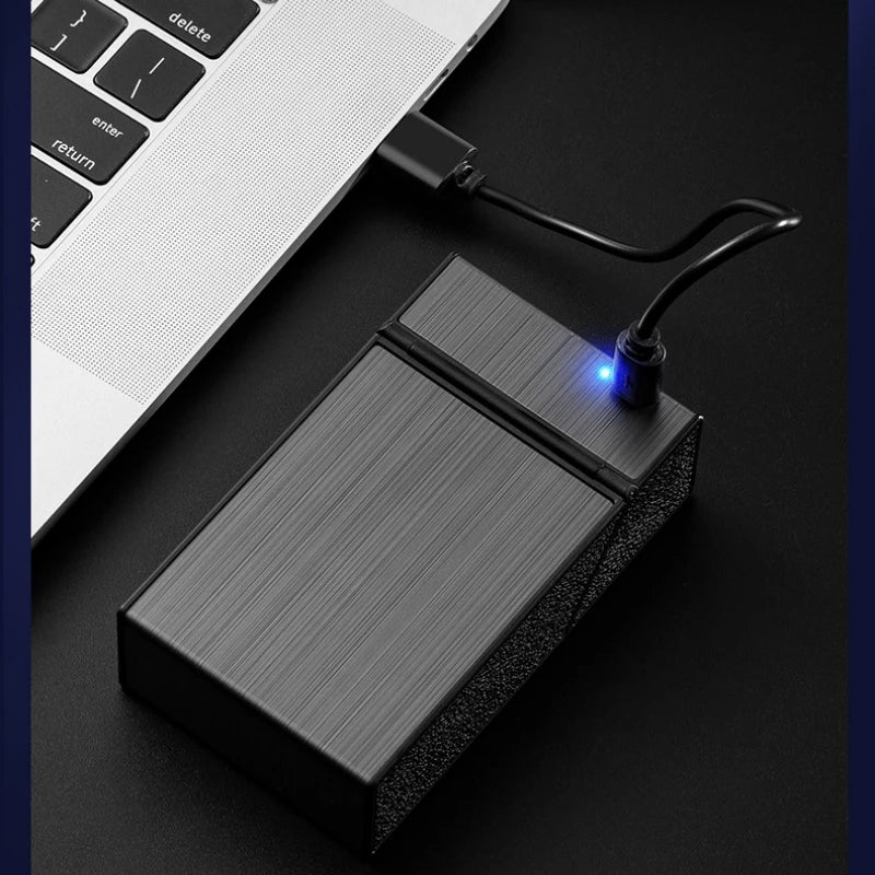 20 Thick Cigarette Case USB Charging Lighter