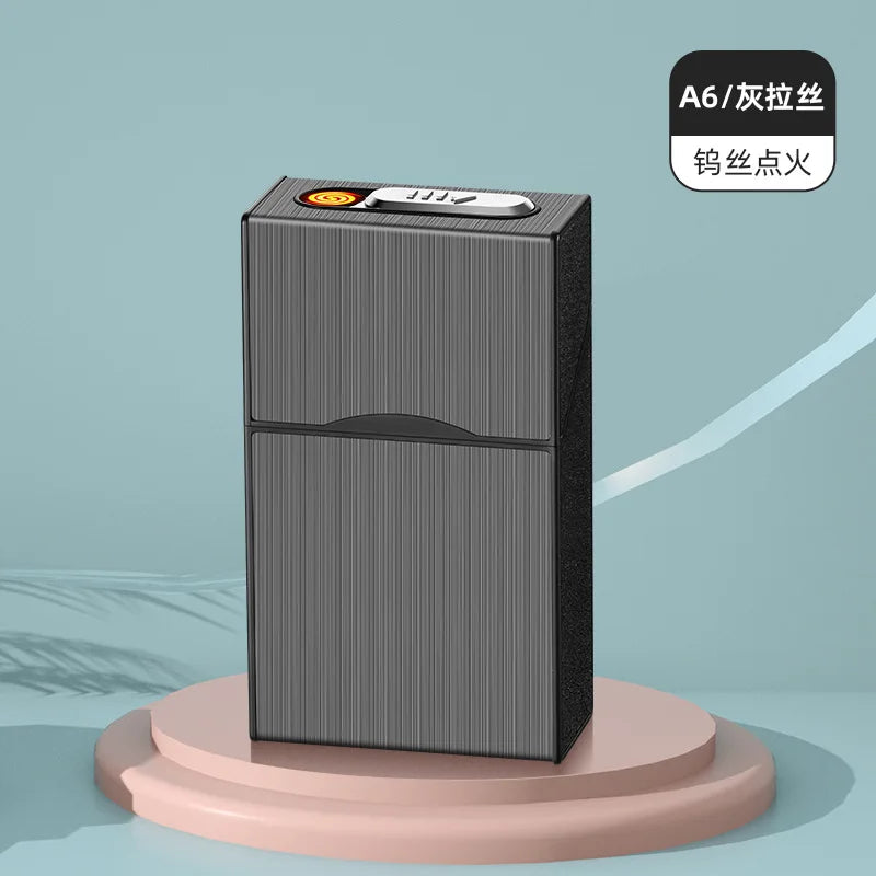 20 Thick Cigarette Case USB Charging Lighter