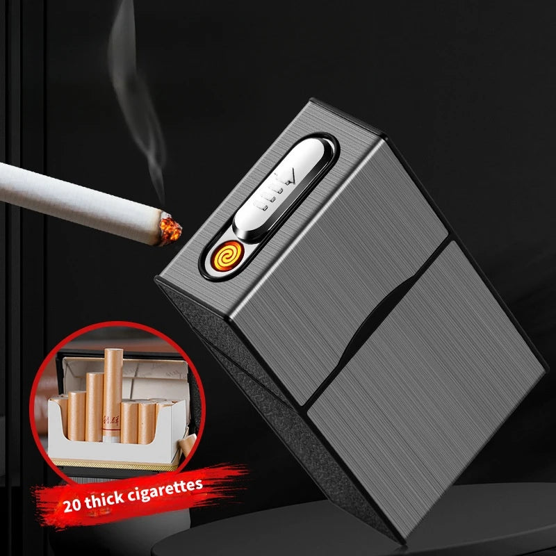 20 Thick Cigarette Case USB Charging Lighter
