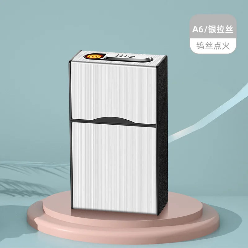 20 Thick Cigarette Case USB Charging Lighter