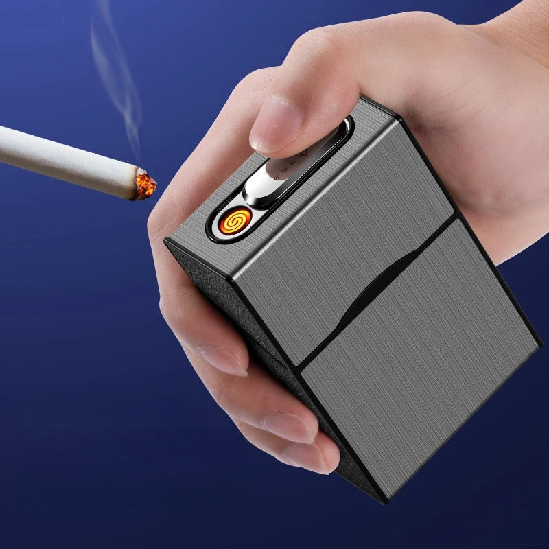 20 Thick Cigarette Case USB Charging Lighter