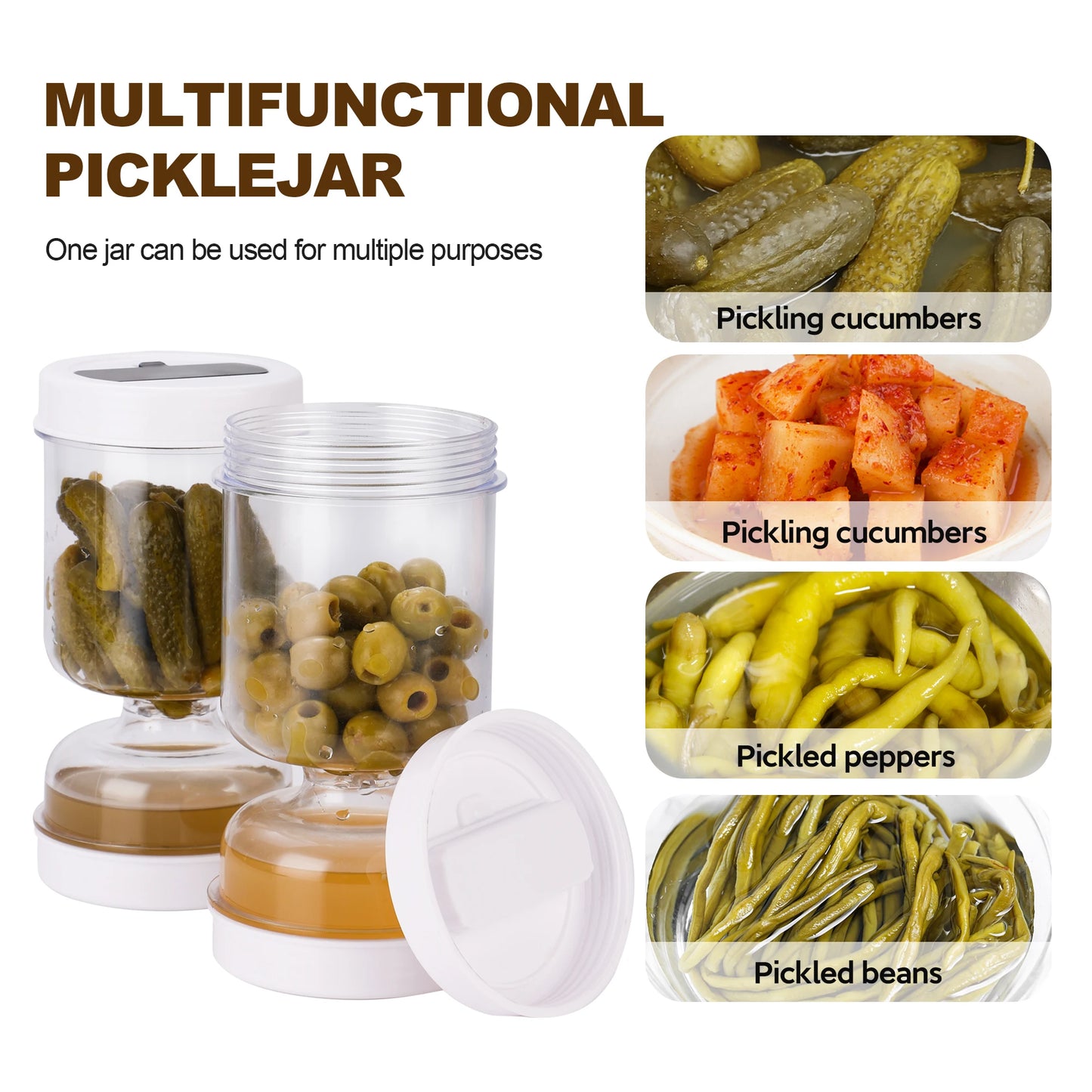 Pickle Strainer Container Hourglass Jar