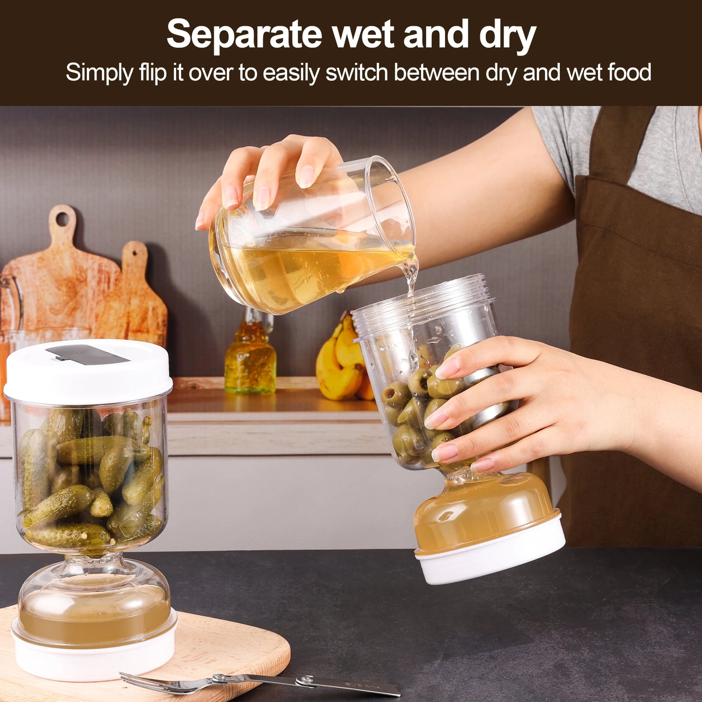 Pickle Strainer Container Hourglass Jar