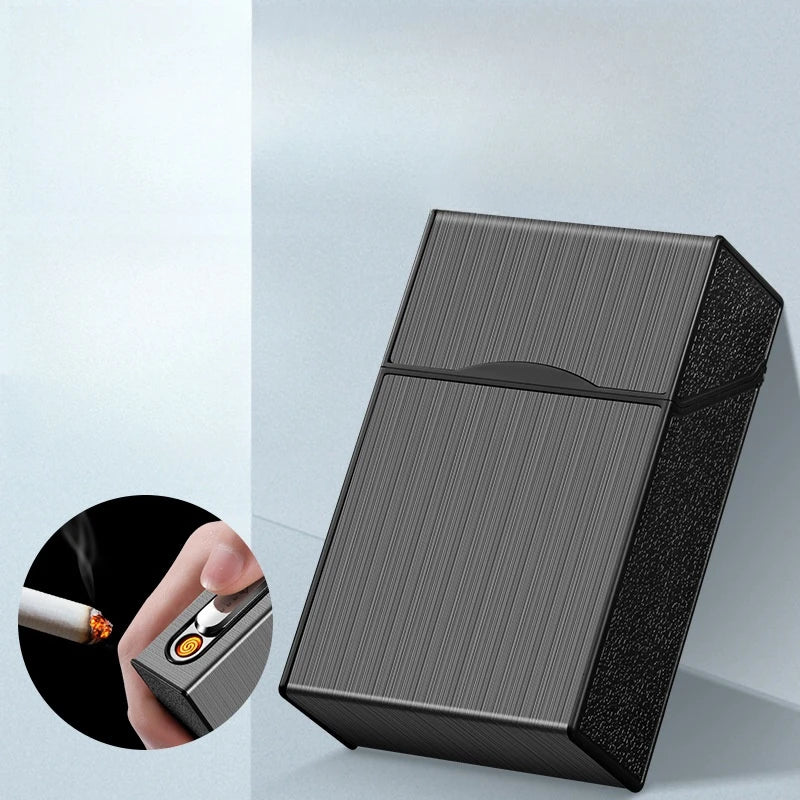 20 Thick Cigarette Case USB Charging Lighter